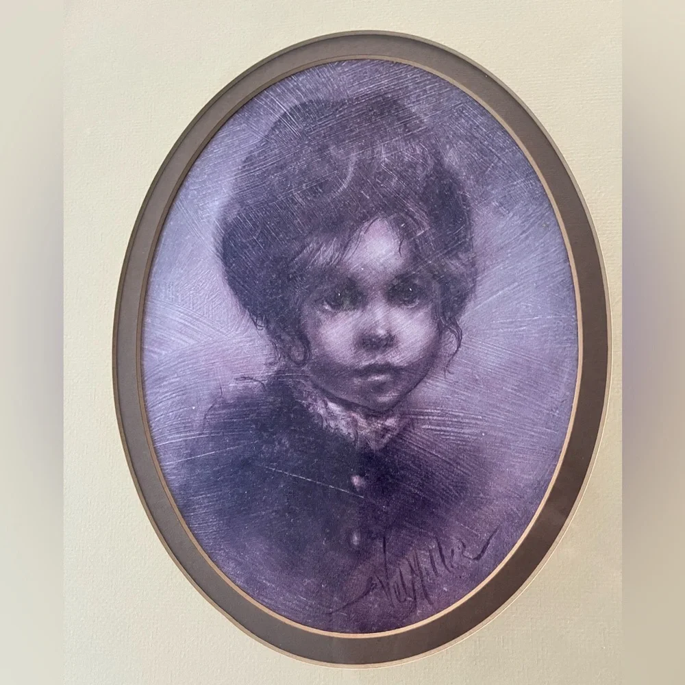 Vintage Cameo of Girl by Vel Miller Signed Art Print Framed Gold Frame - Picture 2 of 10
